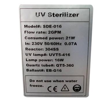 ชุดหลอดยูวี UV 16 วัตต์